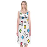 Dog Paw Seamless Pattern Footprint Bone Midi Sleeveless Dress