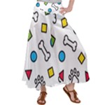 Dog Paw Seamless Pattern Footprint Bone Women s Satin Palazzo Pants