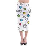 Dog Paw Seamless Pattern Footprint Bone Midi Pencil Skirt