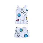 Dog Paw Seamless Pattern Footprint Bone Kids  Boyleg Swimsuit