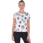 Dog Paw Seamless Pattern Footprint Bone Short Sleeve Sports Top 