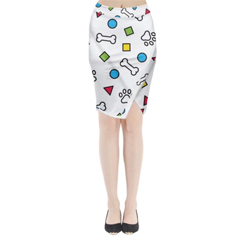 Dog Paw Seamless Pattern Footprint Bone Midi Wrap Pencil Skirt from ArtsNow.com