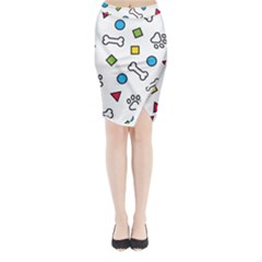 Dog Paw Seamless Pattern Footprint Bone Midi Wrap Pencil Skirt from ArtsNow.com
