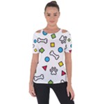 Dog Paw Seamless Pattern Footprint Bone Shoulder Cut Out Short Sleeve Top