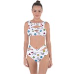 Dog Paw Seamless Pattern Footprint Bone Bandaged Up Bikini Set 
