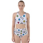 Dog Paw Seamless Pattern Footprint Bone Racer Back Bikini Set