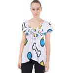 Dog Paw Seamless Pattern Footprint Bone Lace Front Dolly Top