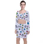 Dog Paw Seamless Pattern Footprint Bone Top and Skirt Sets