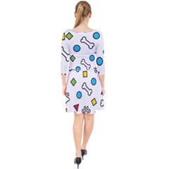 Quarter Sleeve Front Wrap Dress 