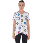 Dog Paw Seamless Pattern Footprint Bone Cut Out Side Drop T-Shirt