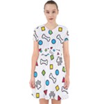 Dog Paw Seamless Pattern Footprint Bone Adorable in Chiffon Dress