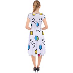 Cap Sleeve Front Wrap Midi Dress 