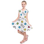 Dog Paw Seamless Pattern Footprint Bone Kids  Short Sleeve Dress