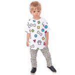 Dog Paw Seamless Pattern Footprint Bone Kids  Raglan T-Shirt