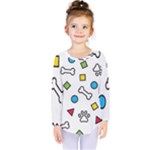 Dog Paw Seamless Pattern Footprint Bone Kids  Long Sleeve T-Shirt