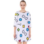 Dog Paw Seamless Pattern Footprint Bone Smock Dress
