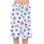 Dog Paw Seamless Pattern Footprint Bone Short Mermaid Skirt