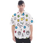 Dog Paw Seamless Pattern Footprint Bone Men s Short Sleeve Shirt