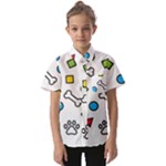 Dog Paw Seamless Pattern Footprint Bone Kids  Short Sleeve Shirt