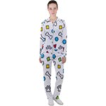 Dog Paw Seamless Pattern Footprint Bone Casual Jacket and Pants Set