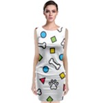 Dog Paw Seamless Pattern Footprint Bone Sleeveless Velvet Midi Dress