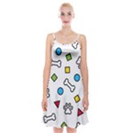 Dog Paw Seamless Pattern Footprint Bone Spaghetti Strap Velvet Dress