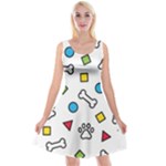 Dog Paw Seamless Pattern Footprint Bone Reversible Velvet Sleeveless Dress
