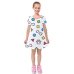 Dog Paw Seamless Pattern Footprint Bone Kids  Short Sleeve Velvet Dress