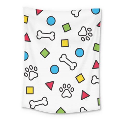 Dog Paw Seamless Pattern Footprint Bone Medium Tapestry from ArtsNow.com