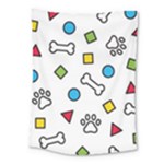 Dog Paw Seamless Pattern Footprint Bone Medium Tapestry