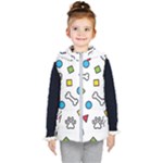 Dog Paw Seamless Pattern Footprint Bone Kids  Hooded Puffer Vest