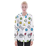 Dog Paw Seamless Pattern Footprint Bone Womens Long Sleeve Shirt