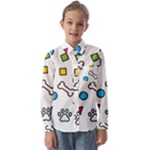 Dog Paw Seamless Pattern Footprint Bone Kids  Long Sleeve Shirt