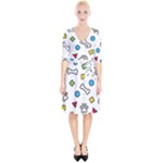 Dog Paw Seamless Pattern Footprint Bone Wrap Up Cocktail Dress