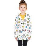 Dog Paw Seamless Pattern Footprint Bone Kids  Double Breasted Button Coat