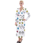 Dog Paw Seamless Pattern Footprint Bone Velvet Maxi Wrap Dress