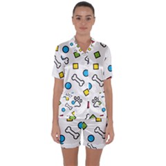 Satin Short Sleeve Pajamas Set 