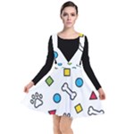 Dog Paw Seamless Pattern Footprint Bone Plunge Pinafore Dress