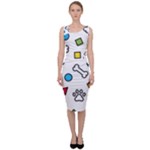 Dog Paw Seamless Pattern Footprint Bone Sleeveless Pencil Dress
