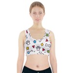 Dog Paw Seamless Pattern Footprint Bone Sports Bra With Pocket