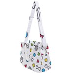 Dog Paw Seamless Pattern Footprint Bone Rope Handles Shoulder Strap Bag