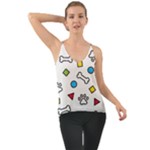 Dog Paw Seamless Pattern Footprint Bone Chiffon Cami