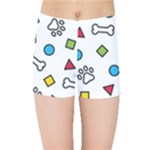 Dog Paw Seamless Pattern Footprint Bone Kids  Sports Shorts