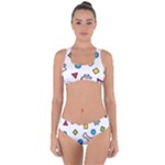 Dog Paw Seamless Pattern Footprint Bone Criss Cross Bikini Set