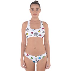 Dog Paw Seamless Pattern Footprint Bone Cross Back Hipster Bikini Set from ArtsNow.com