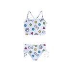 Dog Paw Seamless Pattern Footprint Bone Girls  Tankini Swimsuit