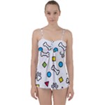 Dog Paw Seamless Pattern Footprint Bone Babydoll Tankini Top