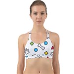 Dog Paw Seamless Pattern Footprint Bone Back Web Sports Bra