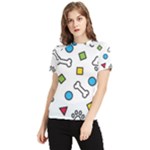 Dog Paw Seamless Pattern Footprint Bone Women s Short Sleeve Rash Guard