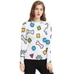 Dog Paw Seamless Pattern Footprint Bone Women s Long Sleeve Rash Guard